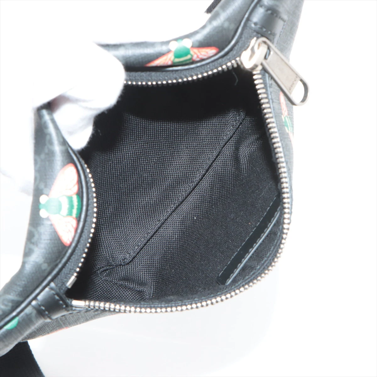 値下げ グッチ ボディバッグ GGスプリーム ロゴ 斜め掛け PVC ブラック GUCCI グッチ GGスプリーム ボディバッグ ブラック／グレー