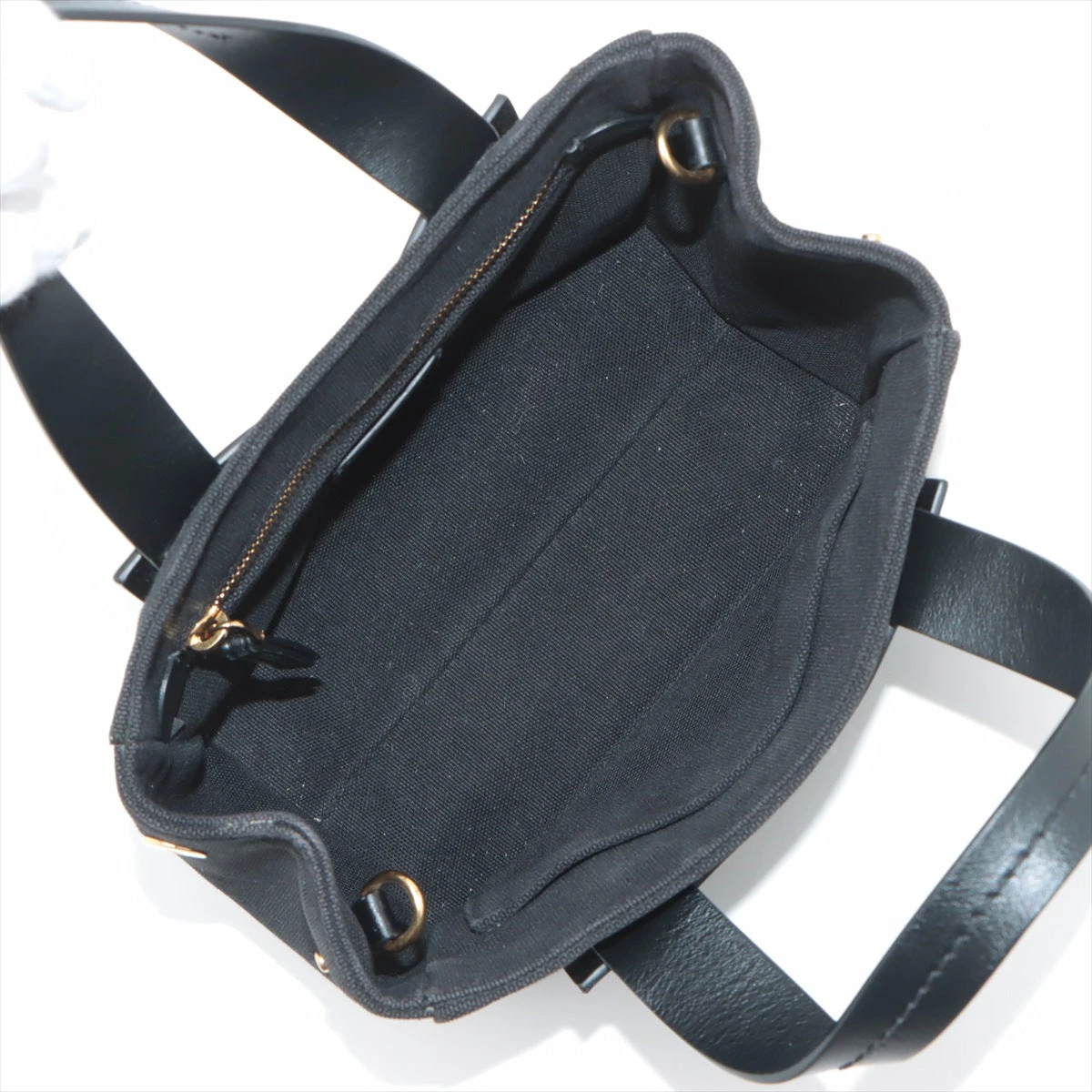 ミュウミュウ カナパ キャンバス×レザー 2WAYハンドバッグ ブラック