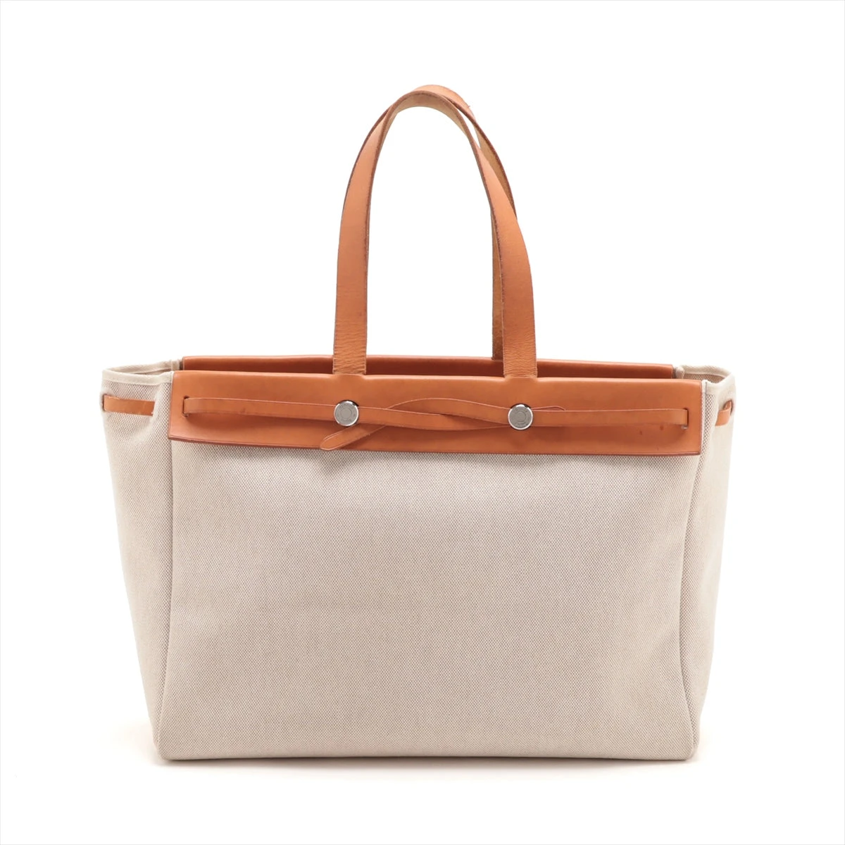 エルメス エールバッグ カバスMM トワルアッシュ×レザー シルバー金具 HERMES エルメス エールバッグPM ナチュラル/ブラック シルバー