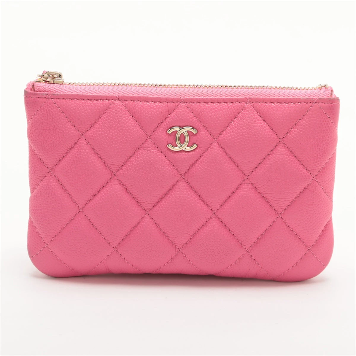 希少美品 CHANEL シャネル キャビアスキン ポーチ ゴールド金具 ピンク シャネル マトラッセ キャビアスキン ポーチ ピンク ゴールド
