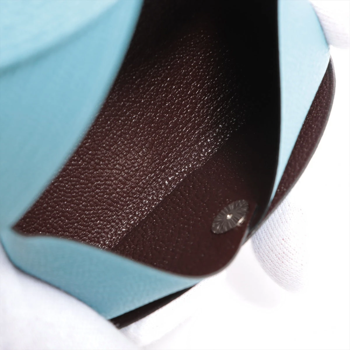 エルメス カードケース カルヴィ ヴェルソ Z(2021)シェーブル ブルー エルメス Hermes HERMES カードケース CALVI VERSO バイカラーレザー