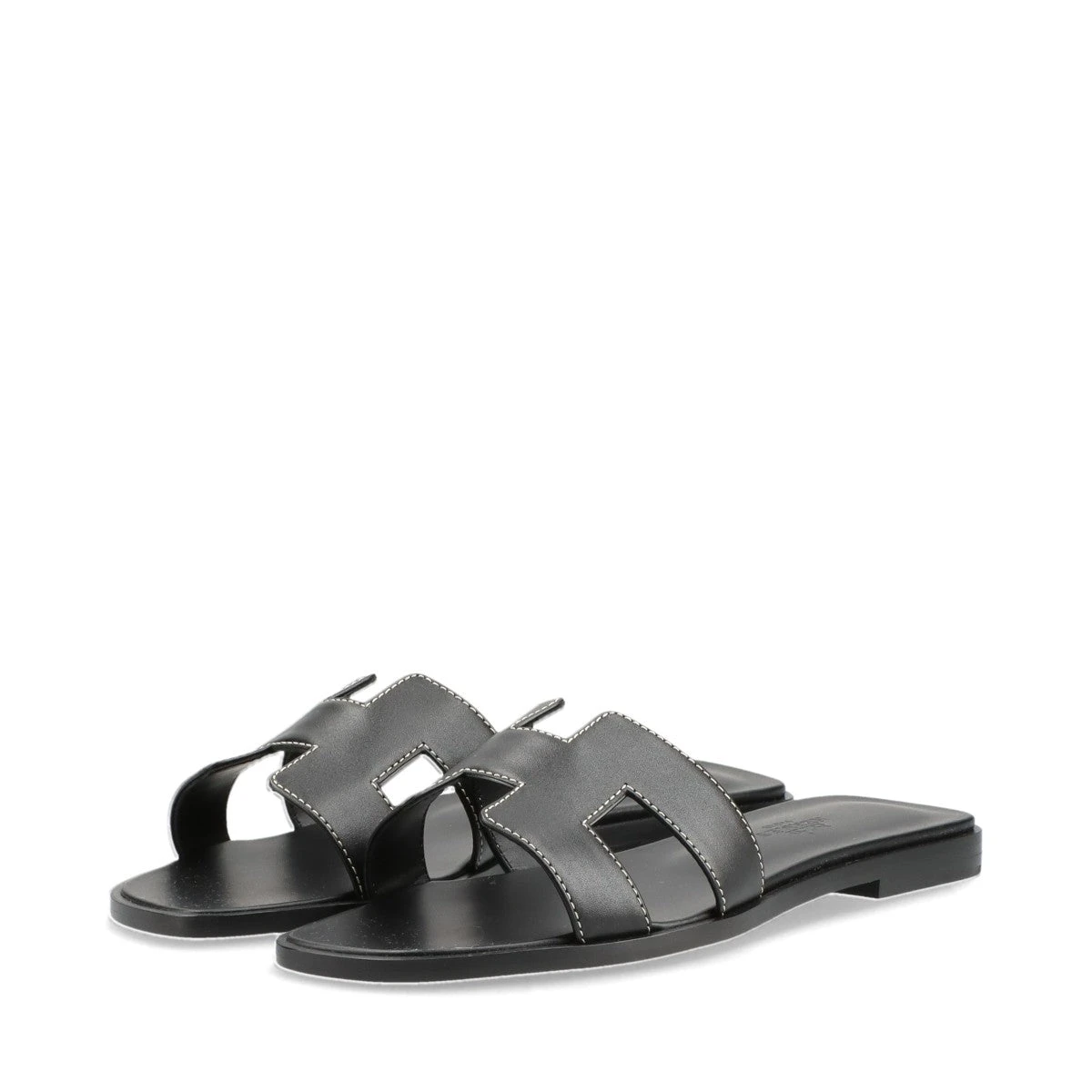 エルメス オラン レザー サンダル 36 レディース ブラック A2885584