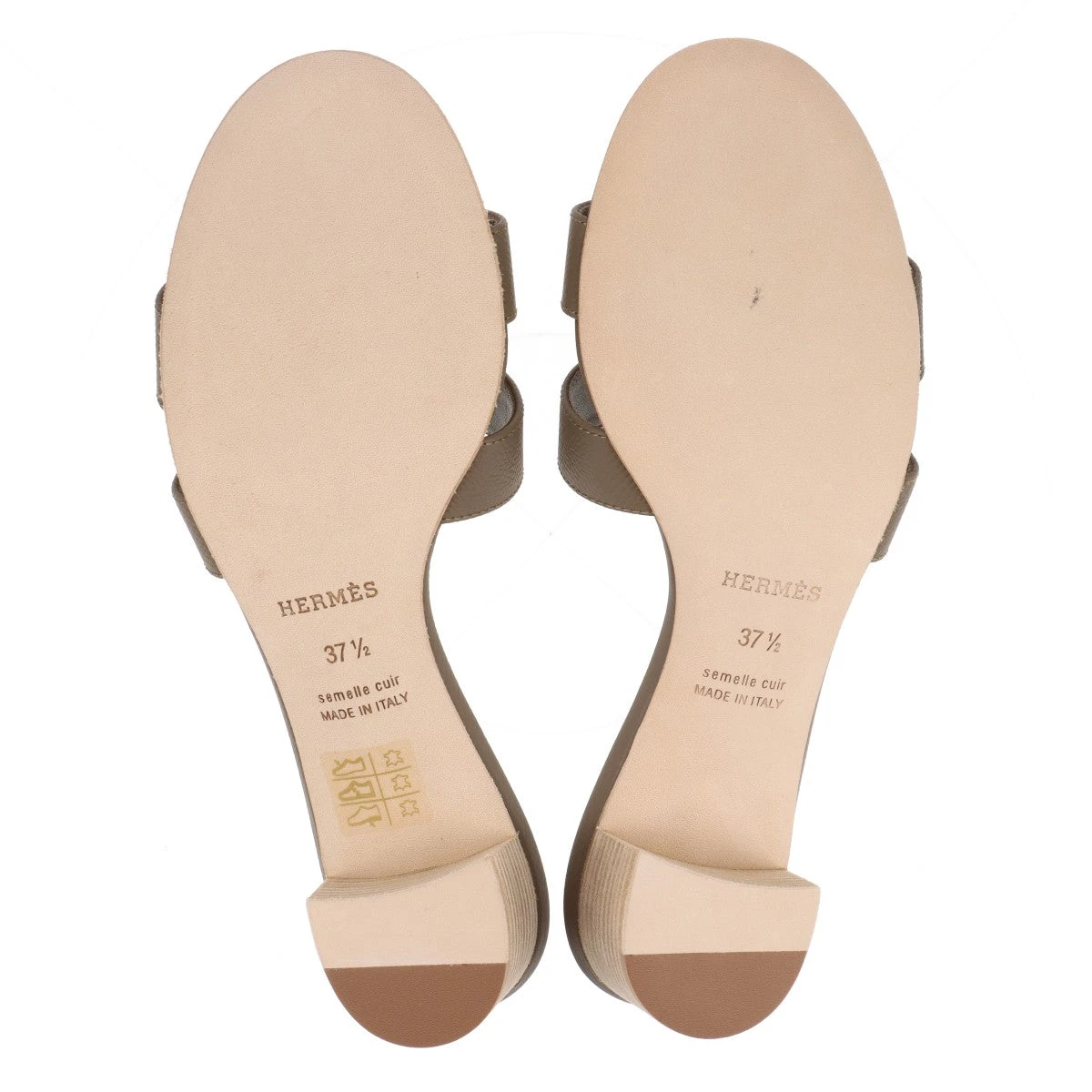 エルメス オアジス レザー サンダル 37 1/2 レディース ブラウン