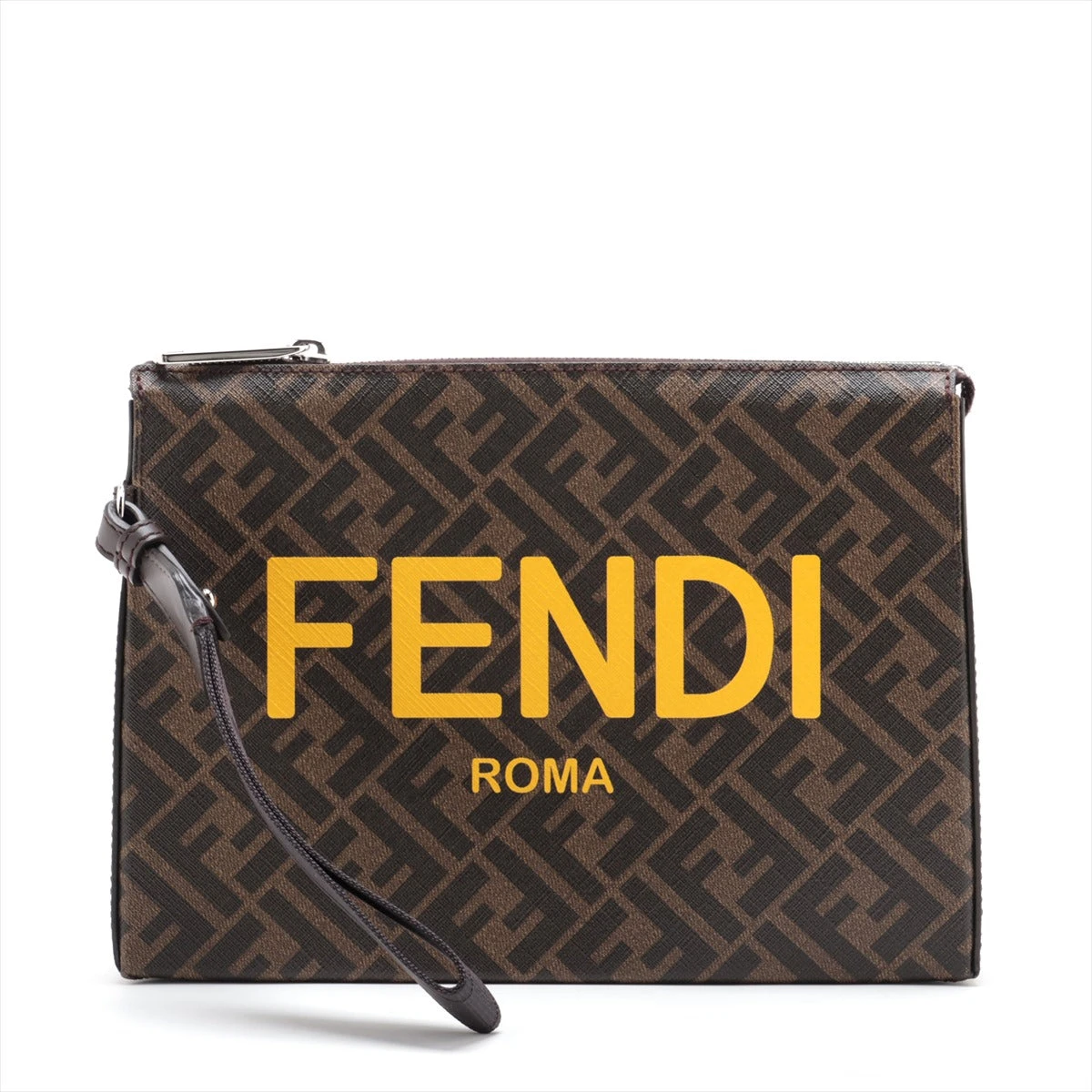 FENDI✨セカンドバッグ　ポーチ　ズッカ　ブラウン　茶　レザー フェンディ ズッカ クラッチバッグ/セカンドバッグ｜ブラウン