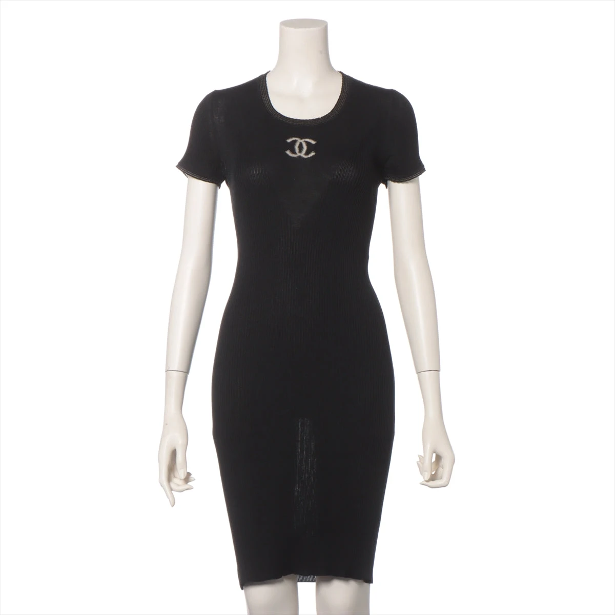 シャネル ココマークコットン×シルクワンピースブラック P37919K02547 シャネル ココマークコットン×シルクワンピースブラック P37919K02547
