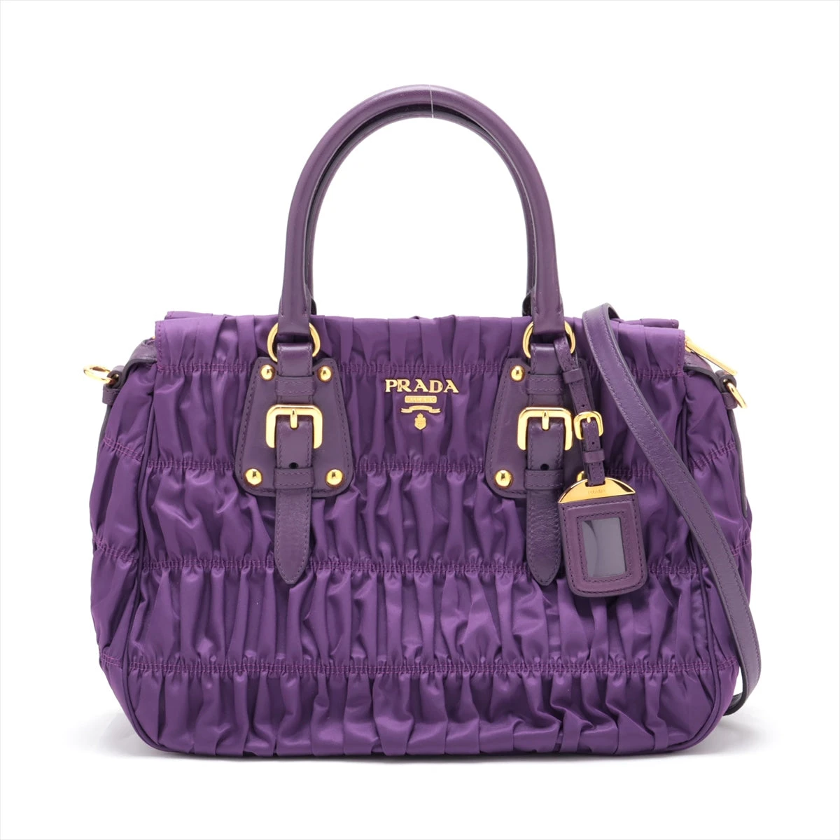 プラダ　テスート　ハンドバッグ プラダ テスートゴーフル 2WAYハンドバッグ パープル 無記名