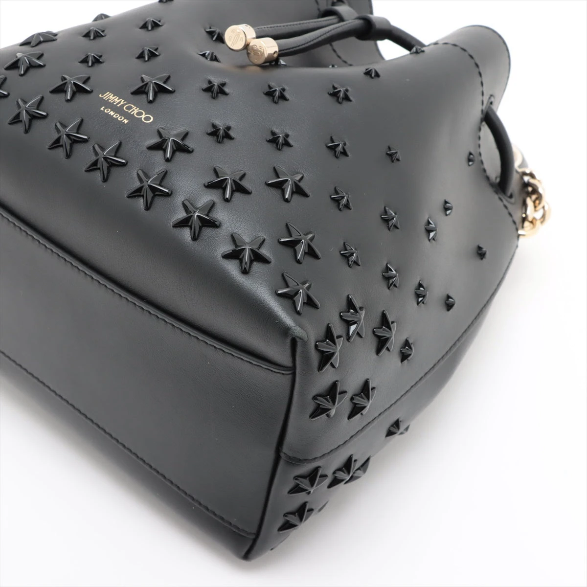 極美品 ジミーチュウ スタースタッズ ボストンバッグ 2way レザー ブラック 極美品 ジミーチュウ スタースタッズ ボストンバッグ 2way