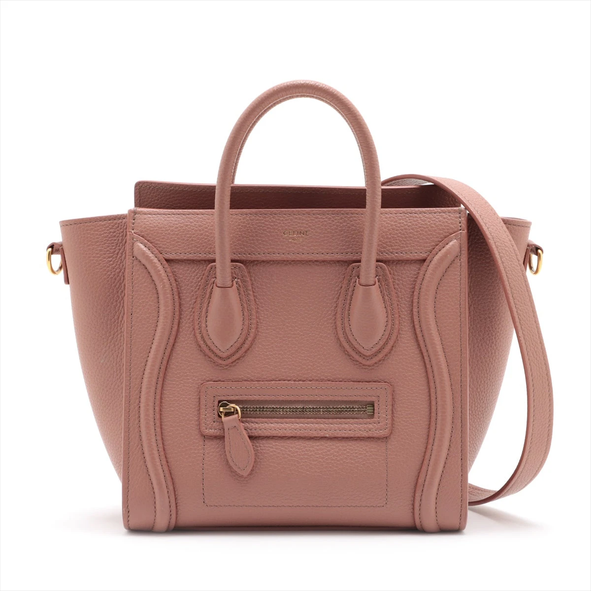 セリーヌ ラゲージ ナノショッパー レザー 2WAYハンドバッグ ピンク  