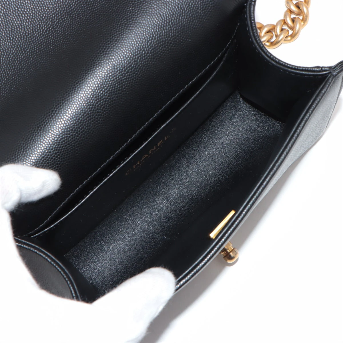 シャネル キャビアスキン バッグ イエロー ハンドバッグ ボストン イエロー（黄色）系 CHANEL(シャネル) バッグ・カバン