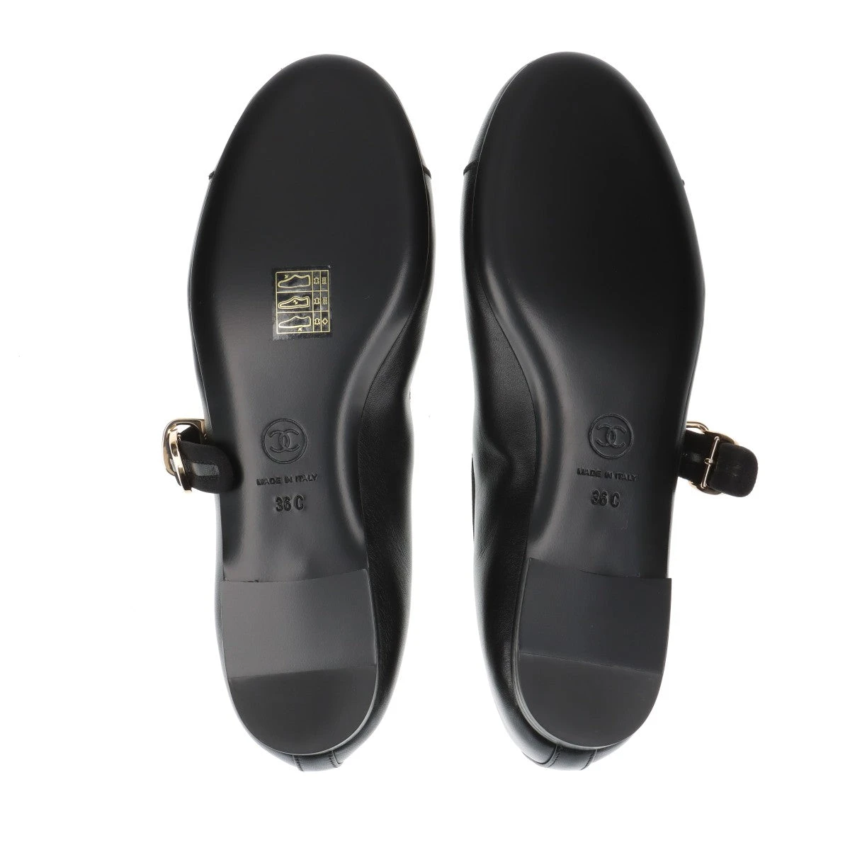 シャネル ココマーク 24S レザー フラットパンプス EU36C