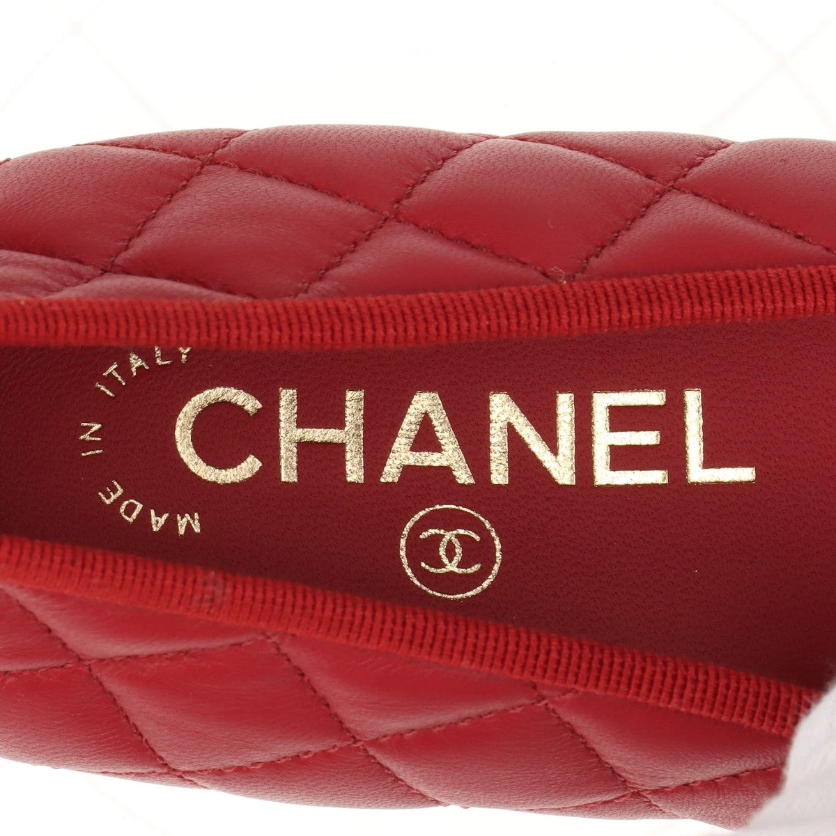 CHANEL 赤 レザー バレエシューズ 本体 シャネル ココマーク マトラッセ レザー バレエシューズ EU36C