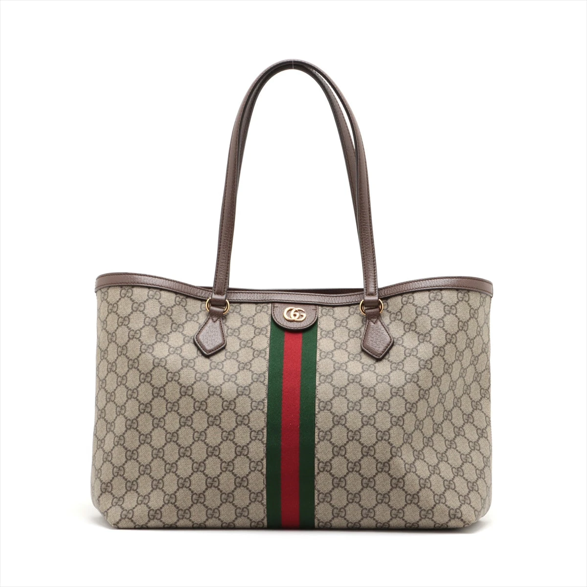 【美品・正規品】グッチ トートバッグ GGスプリーム レザー PVC ベージュ GUCCI トートバッグ GGスプリーム レザー PVCベージュ×ブラウン