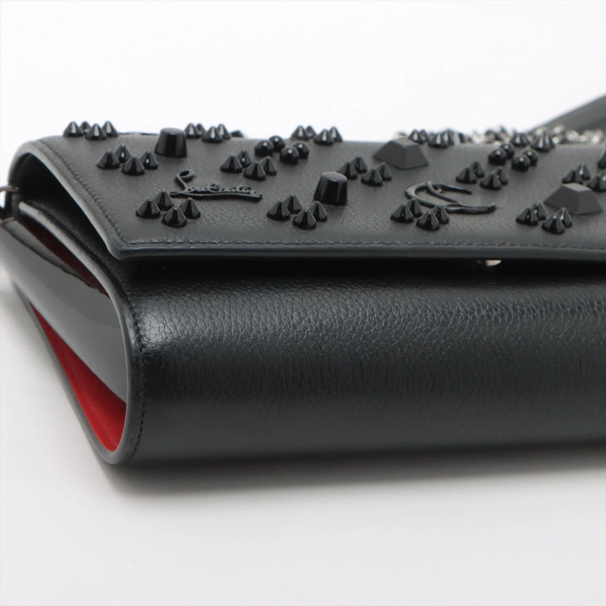 ✨美品✨ルブタン ショルダーバッグ レザー スタッズ 多収納 黒 リポーター Christian Louboutin クリスチャンルブタン ショルダーバッグ