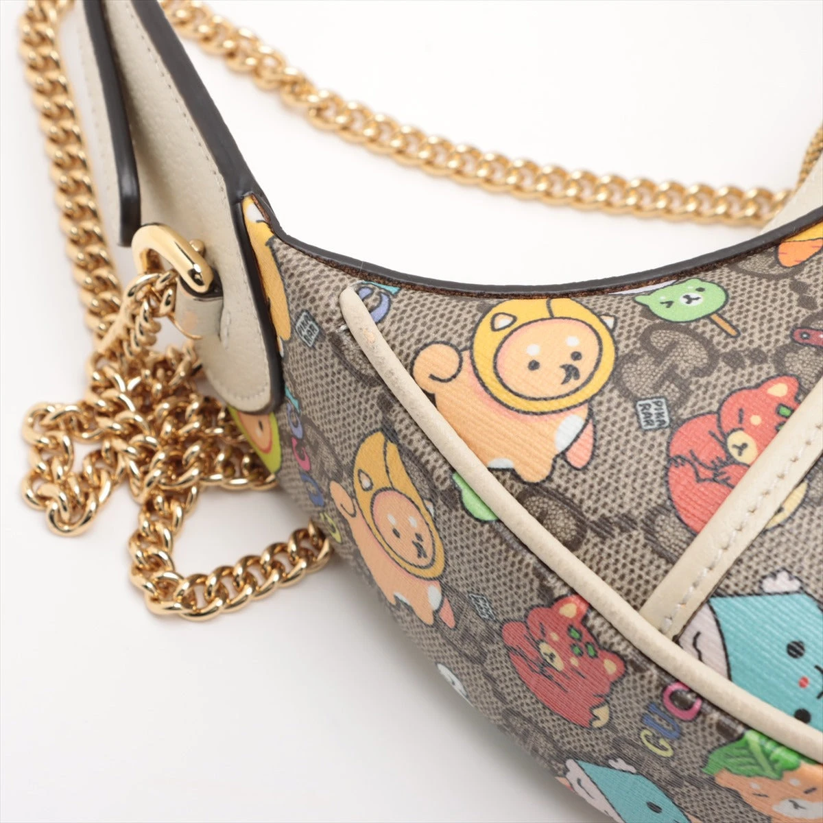 s22【美品】保存袋付　グッチ　GGスエード　レザー　ハーフムーン　ハンドバッグ s22【美品】保存袋付 グッチ GGスエード レザー ハーフムーン