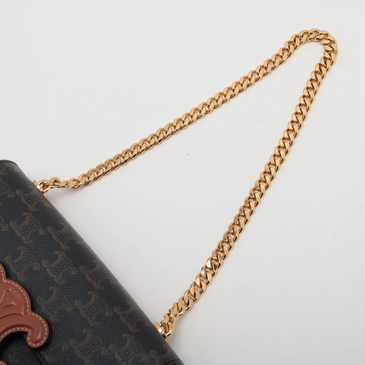 美品✨ セリーヌ トリオンフ ブラウン チェーンショルダーバッグ PVCレザー CELINE セリーヌ 斜め掛けショルダーバッグ トリオンフ チェーン