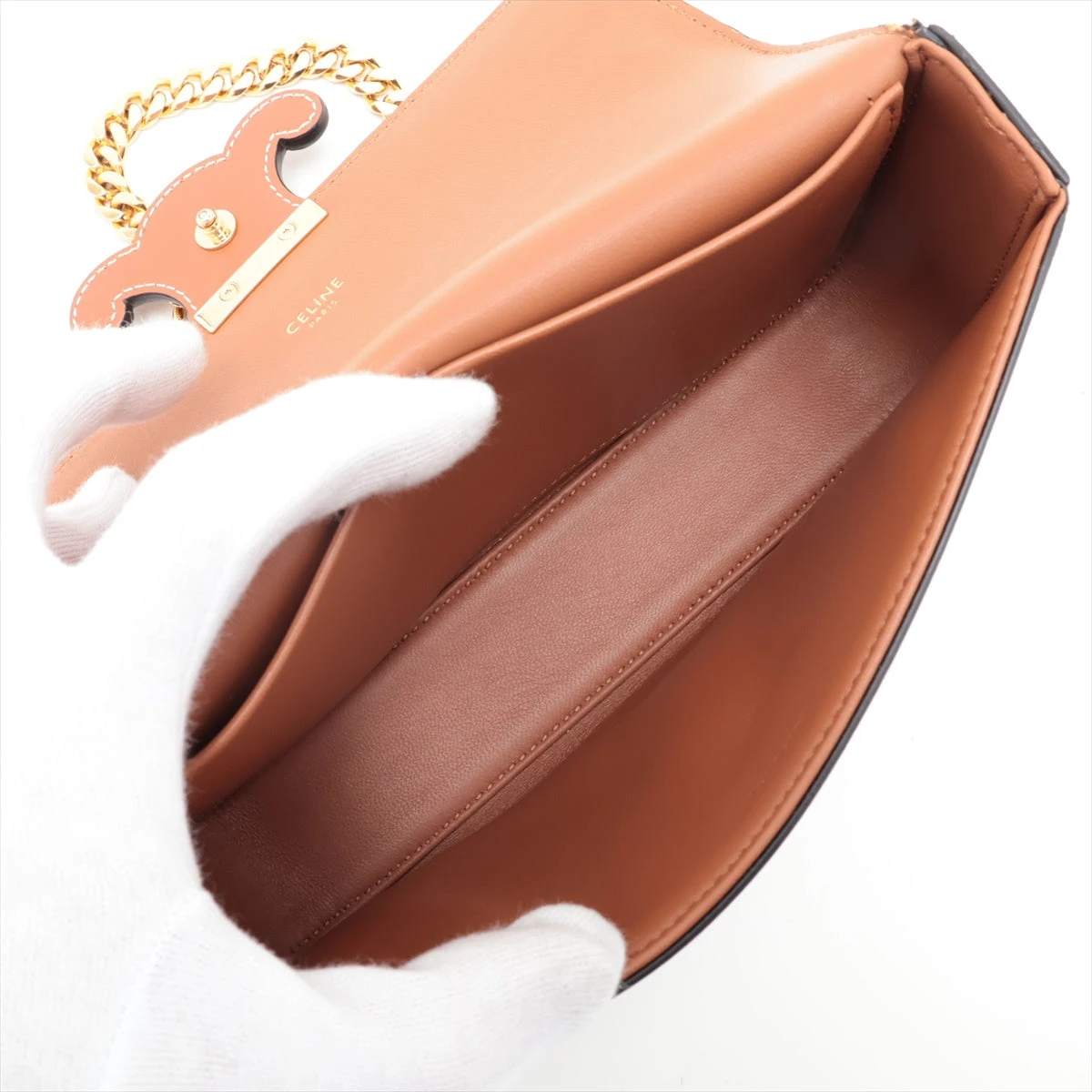 セリーヌ トリオンフ レザー コンパクトウォレット ブラック