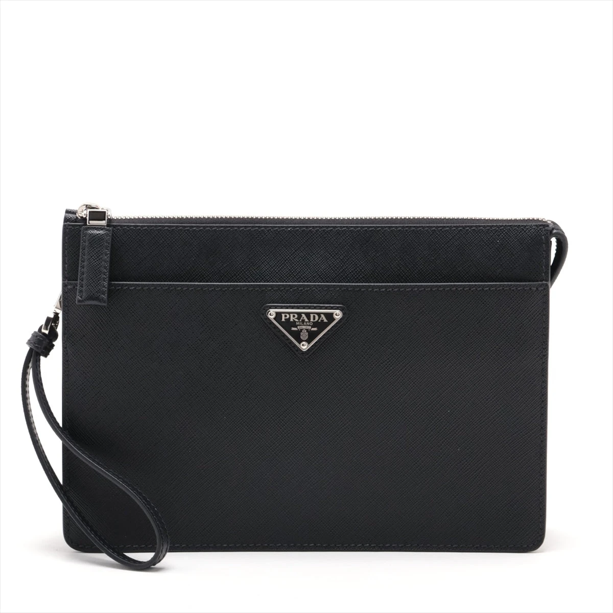 PRADA ブラックレザー クラッチバック PRADA MILANO サフィアーのレザー クラッチバッグ