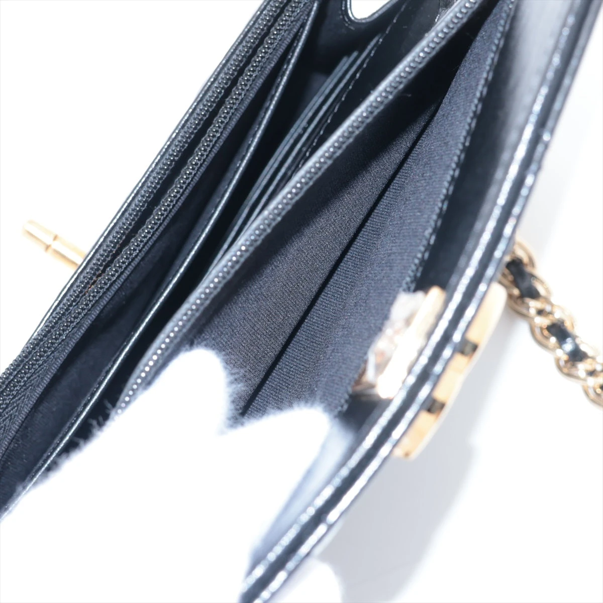 シャネル マトラッセ ラムスキン チェーンウォレット ブラック  