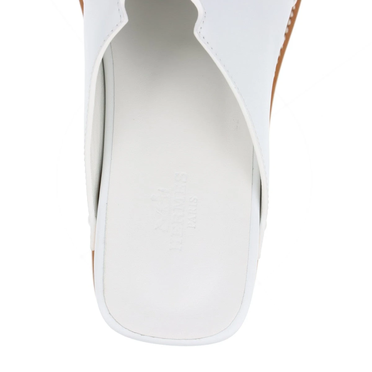 エルメス ホワイト ミュール ストラップ付き 保存袋付き HERMES