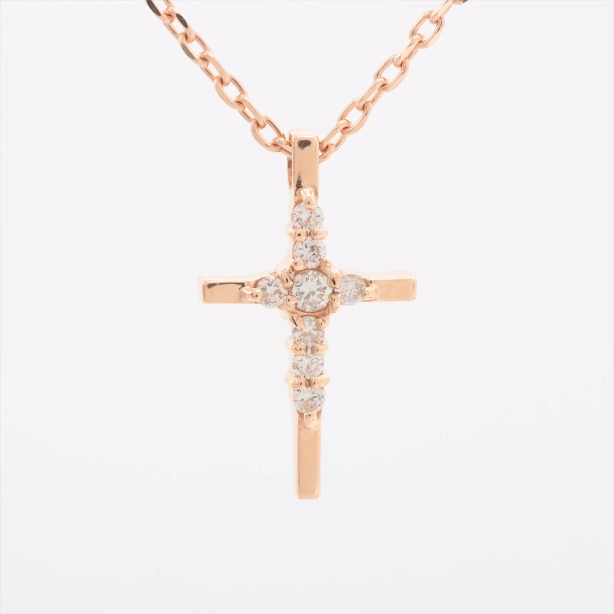 アガット K10ダイヤクロスネックレス K10ダイヤモンドネックレス
