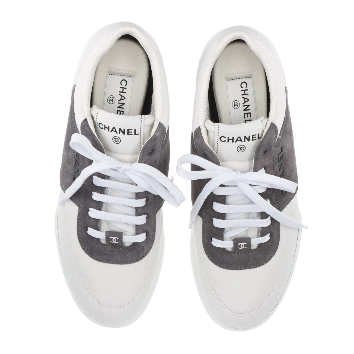 美品✨ シャネル ココマーク レザー スエード ホワイト 24cm相当 シャネル ココマーク 24C レザー×スエード スニーカー EU39