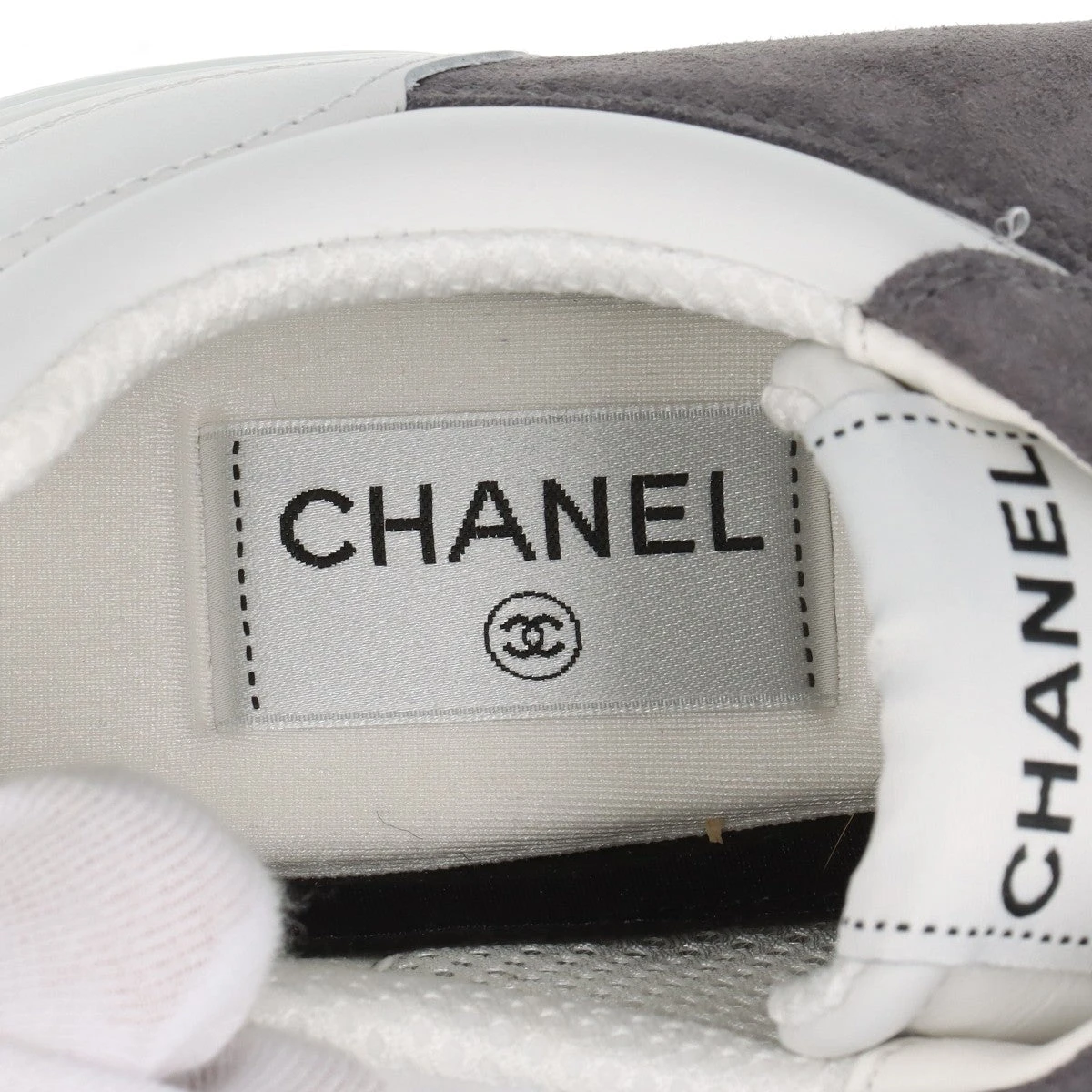 美品✨ シャネル ココマーク レザー スエード ホワイト 24cm相当 シャネル ココマーク 24C レザー×スエード スニーカー EU39