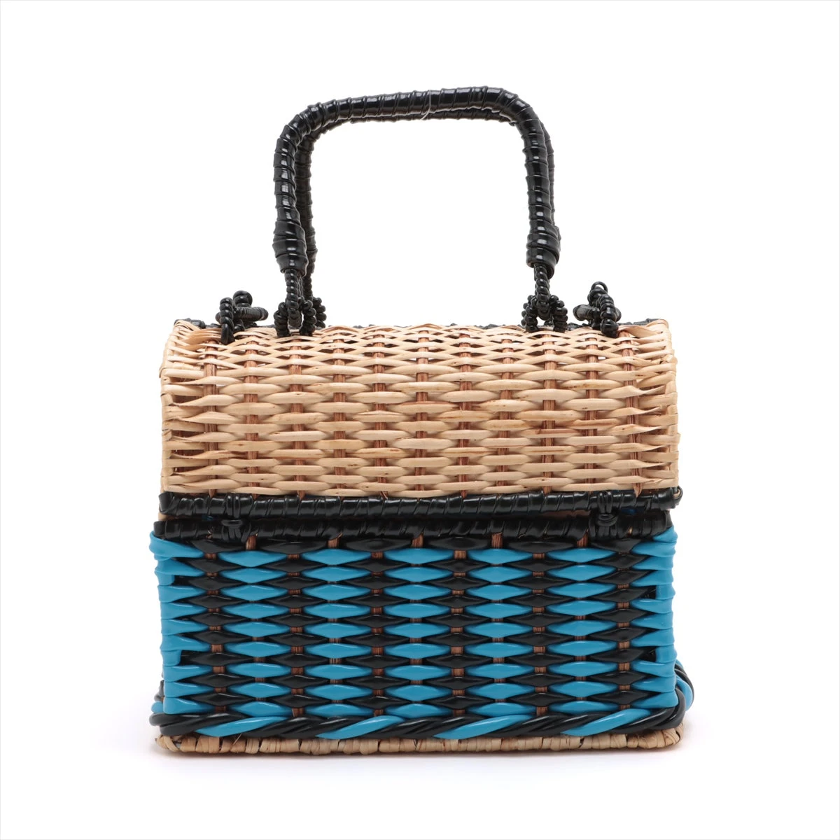 くぅーMARNI ストロー かごバッグ 美品 MARNI（かごバッグ/ストローバッグ ・ ブルー・ネイビー/青色系