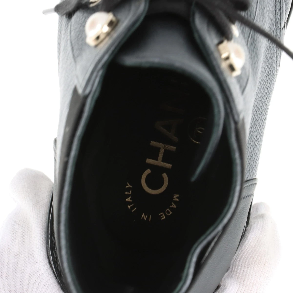 シャネル マトラッセ レザー×パテント ショートブーツ 38 レディース