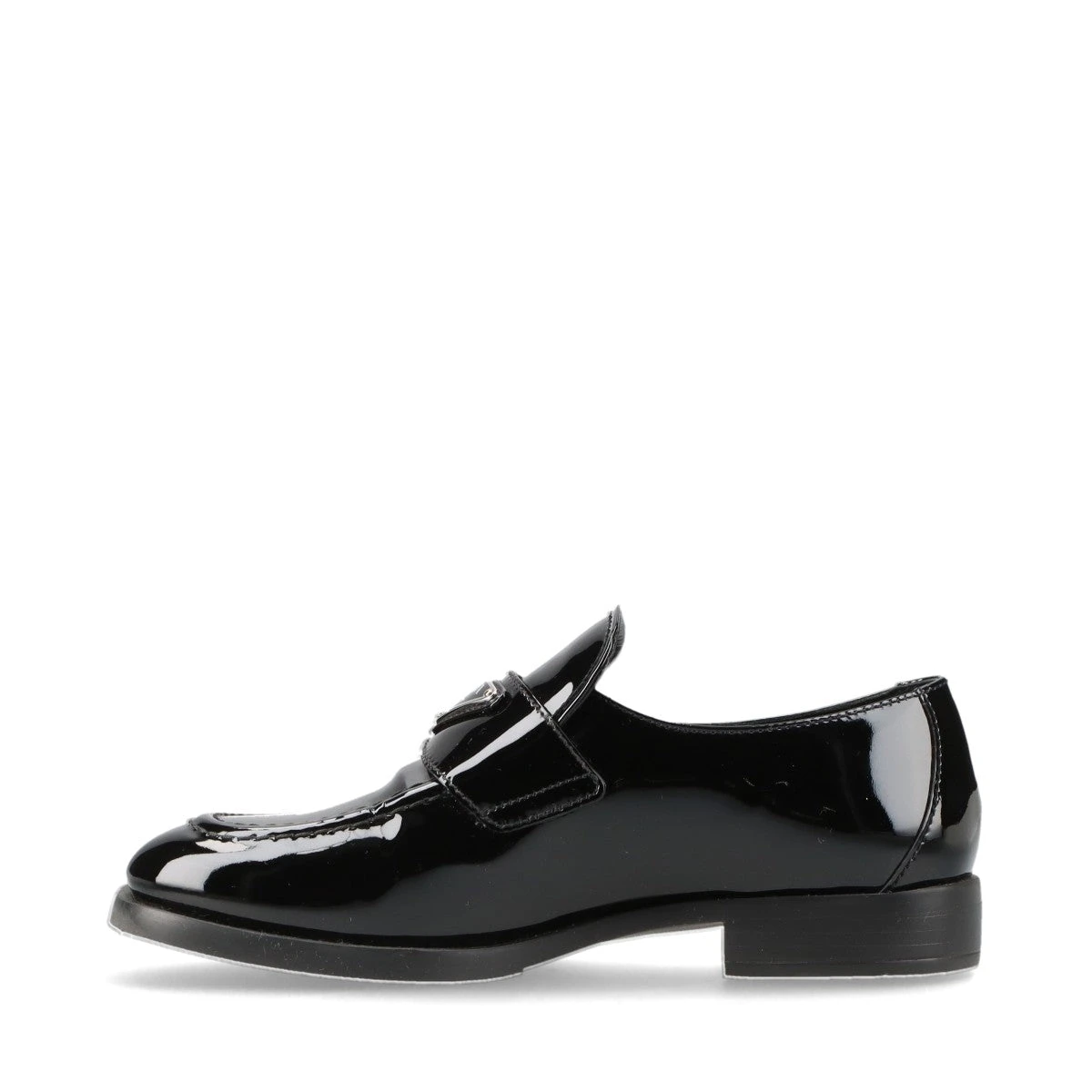 【関税込み】トライアングルロゴ パテントレザー バレリーナ Lu ルー パテントレザーボウヒールサンダル - Black Patent