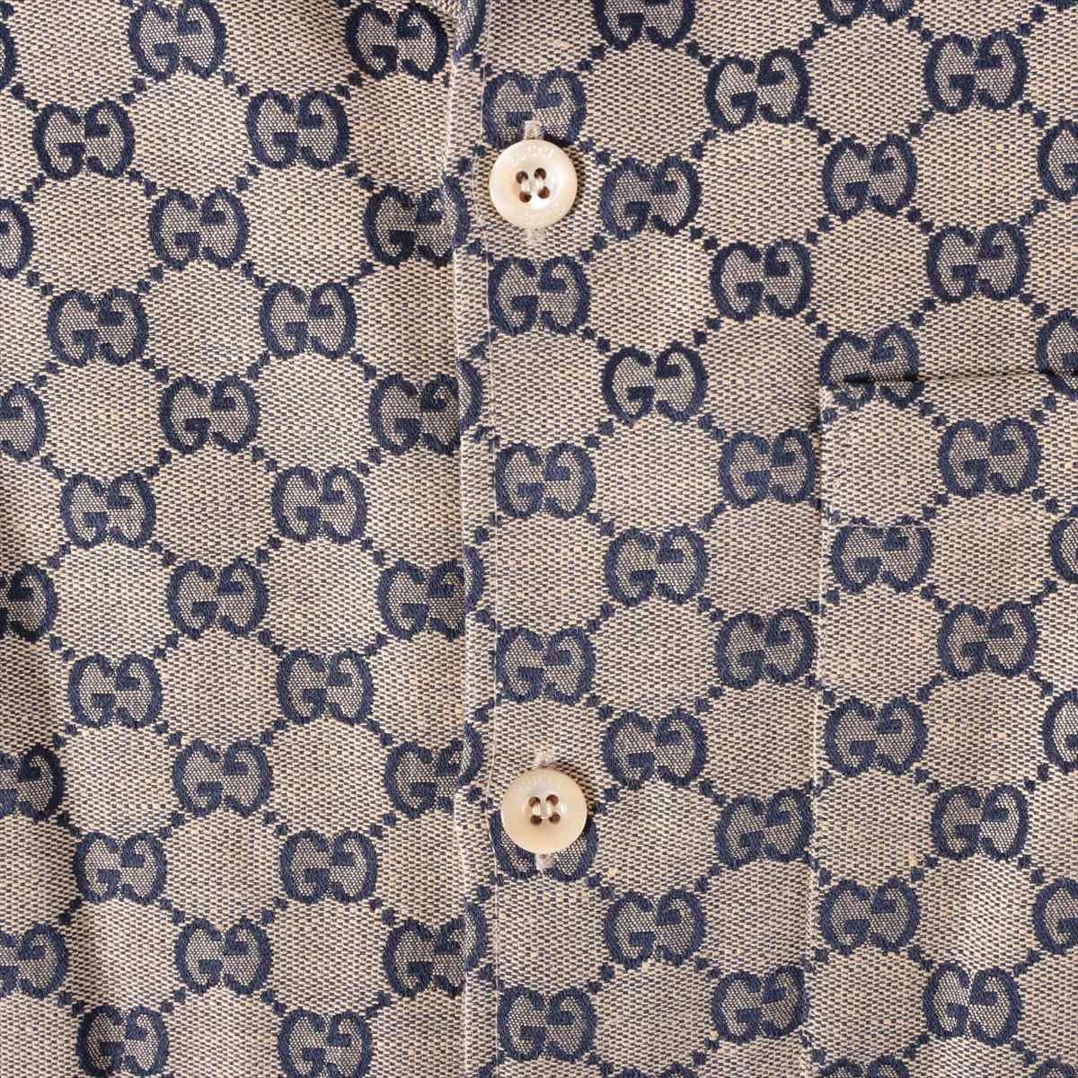 グッチ GG 24SS リネン×ポリエステル シャツ 52 メンズ ネイビー グッチ GG 24SS リネン×ポリエステル シャツ 52 メンズ ネイビー