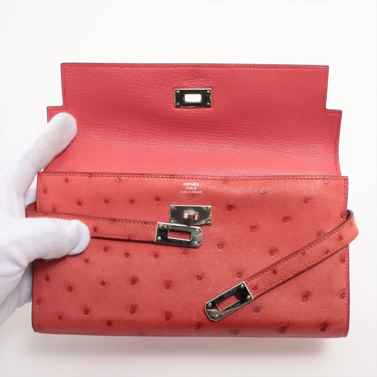 ケリー　ウォレット　オーストリッチ エルメス ケリーウォレット オーストリッチ 財布 ブルー