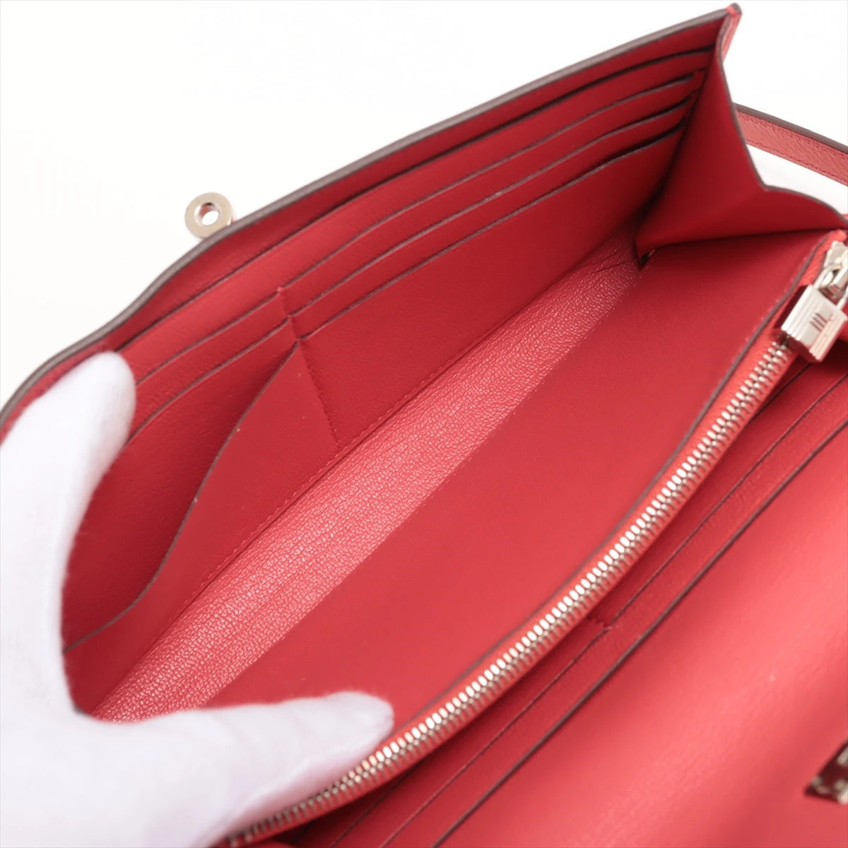 エルメス ケリーウォレット オーストリッチ 財布 ピンク シルバー金具