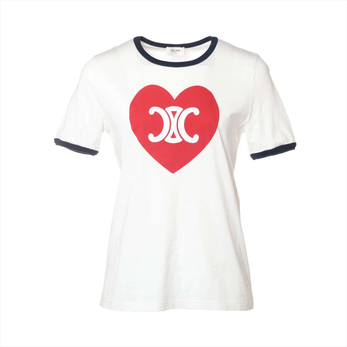 セリーヌ コットン Tシャツ M レディース ホワイト ハートトリオンフ