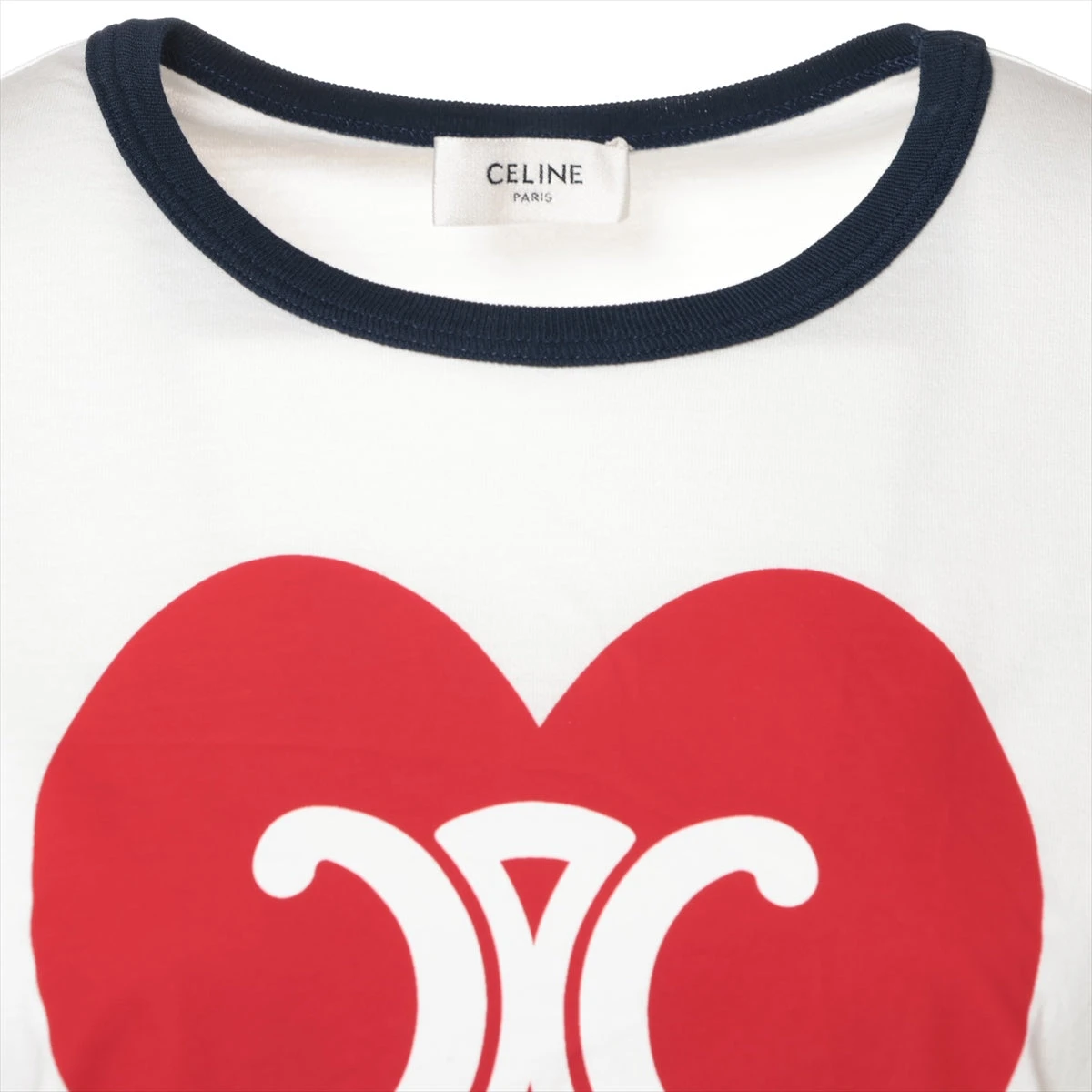 【美品・人気モデル】セリーヌ　ハート トリオンフ リンガーtシャツ　ホワイト セリーヌ コットン Tシャツ M レディース ホワイト ハートトリオンフ