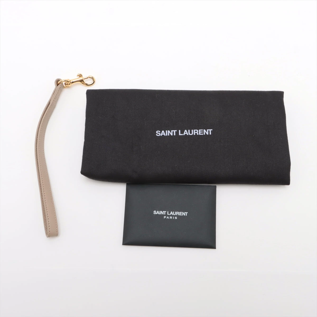 YSL ベージュレザー フラップクラッチバッグ 667d171feba2d.webp