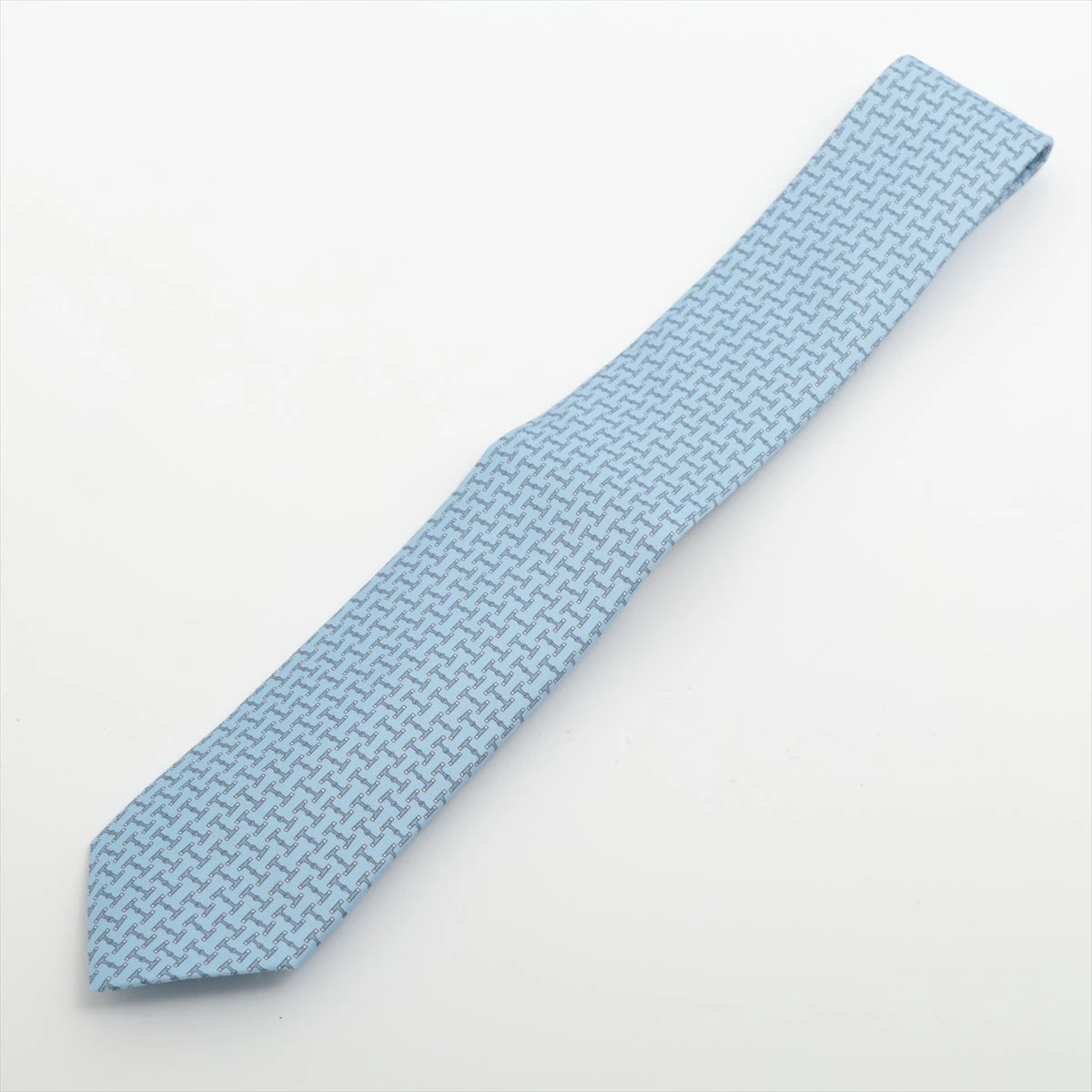 エルメス Hロゴ ネクタイ シルク ブルー AP078414｜中古ブランド