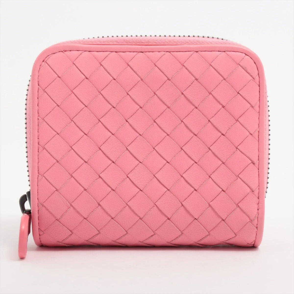 【定価7万】BOTTEGA ボッテガ コンパクトウォレット ライトピンク 春色 ボッテガヴェネタ イントレチャート レザー コンパクトウォレット