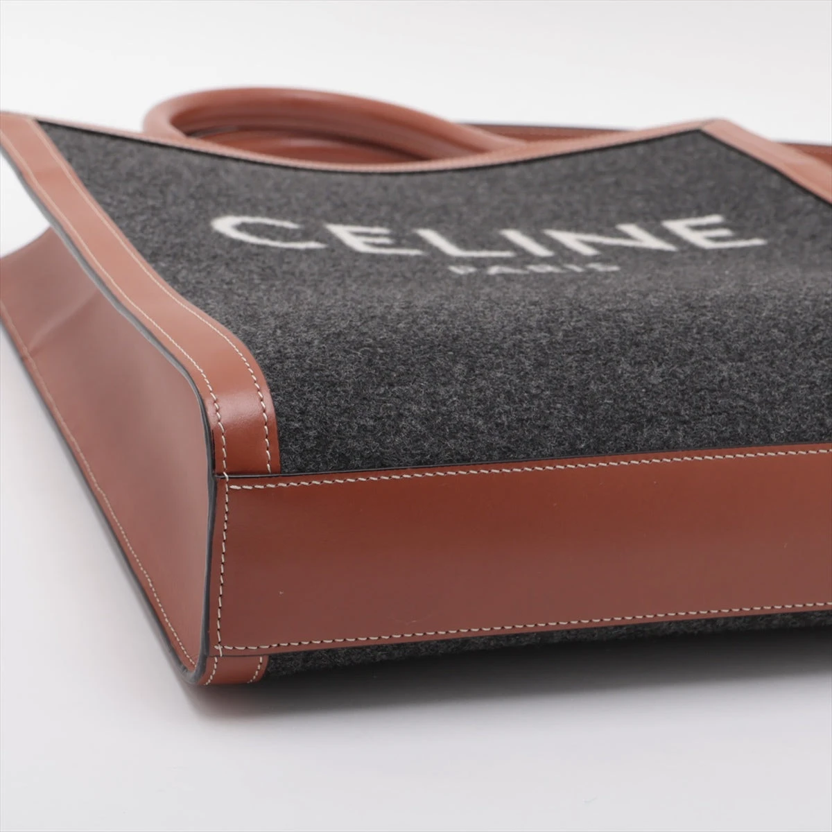 セリーヌ ミニバーティカルカバ フェルト×レザー 2WAYハンドバッグ