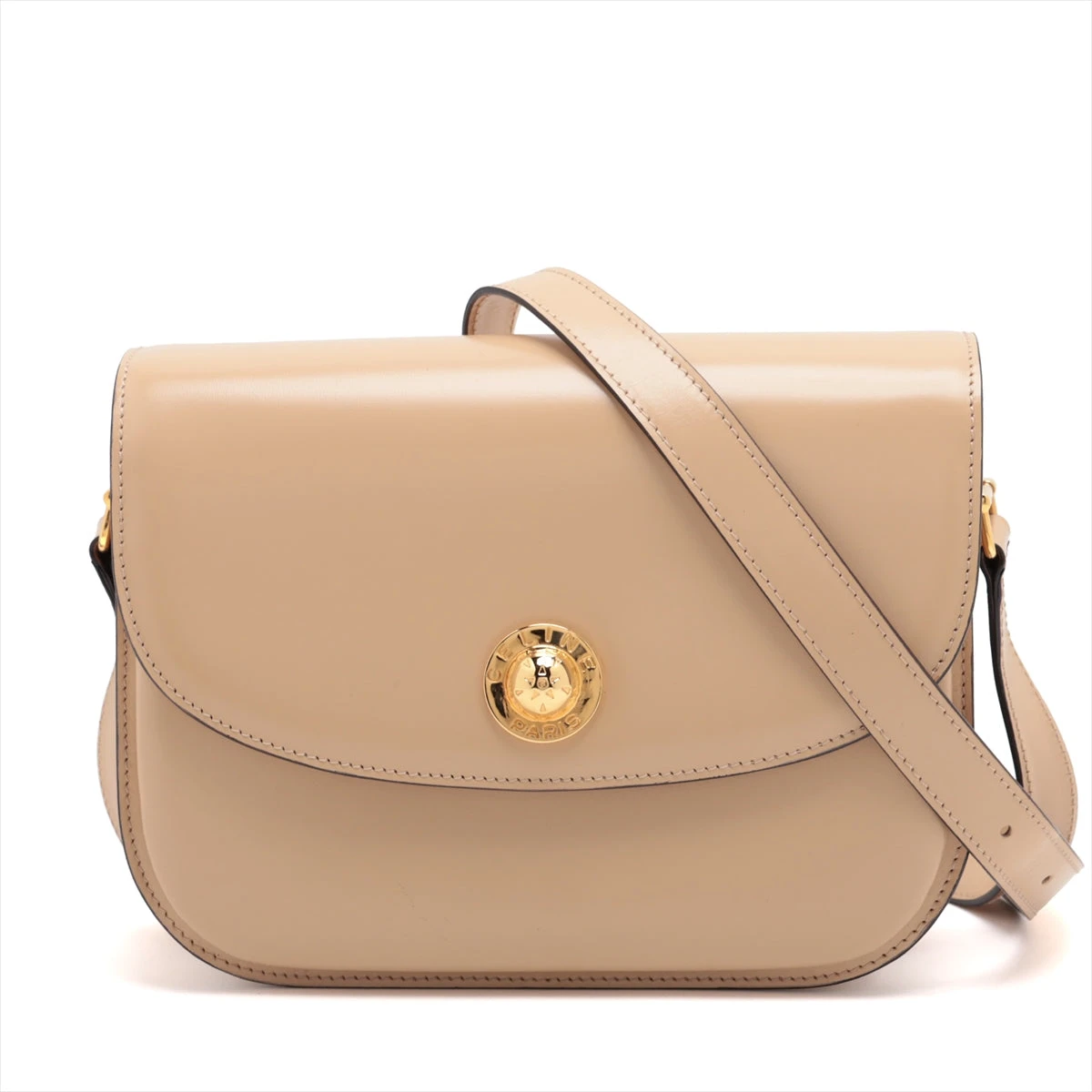 CELINE ベージュ レザーショルダーバッグ