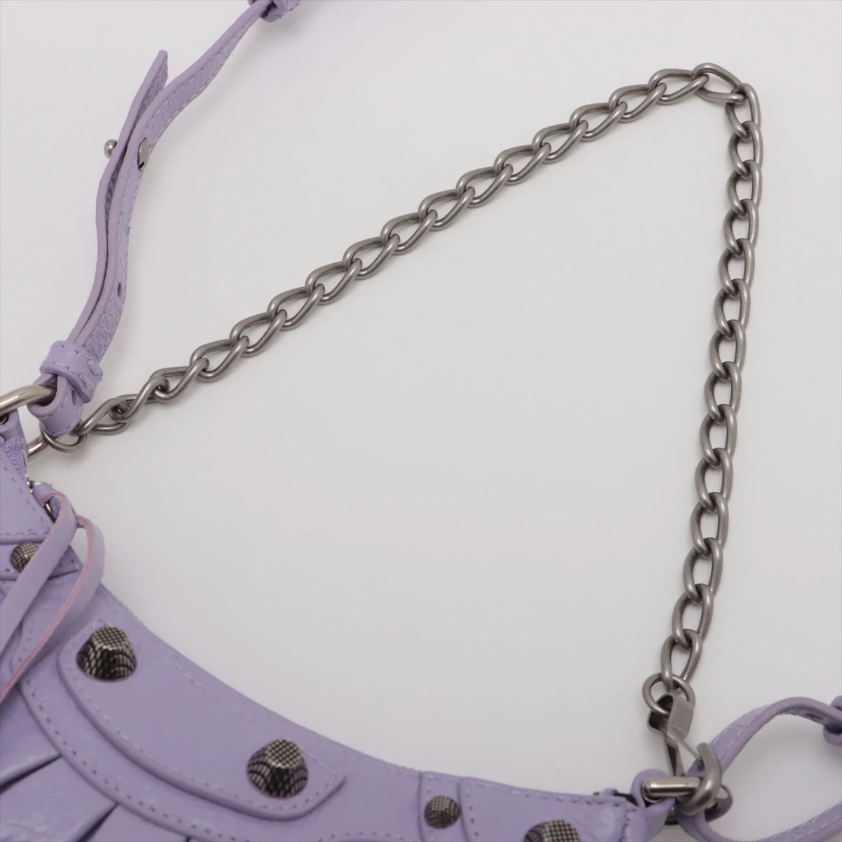 【希少】EAGLE アルパカレザー ハンドバッグ パープル系 チャーム付属 バレンシアガ ルカゴールXS レザー チェーンショルダーバッグ