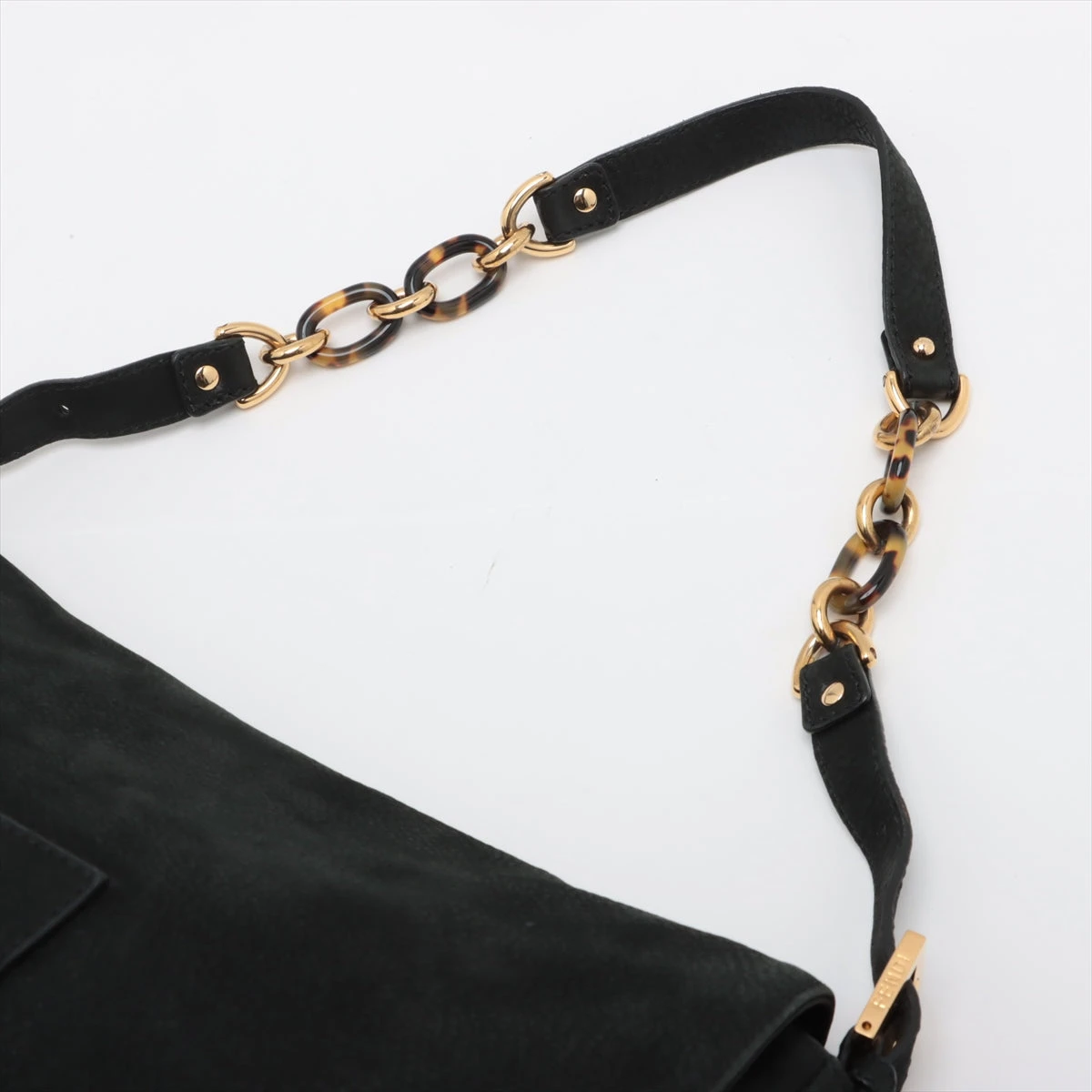 フェンディ ビッグマンマ レザー チェーンショルダーバッグ ブラック