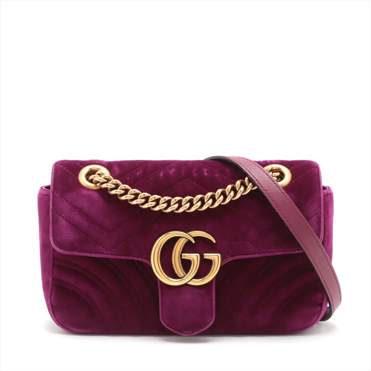 GUCCI GGマーモント　ベルベット　ショルダーバッグ GUCCI（グッチ） 【良品】グッチ GGマーモント キルティング チェーン