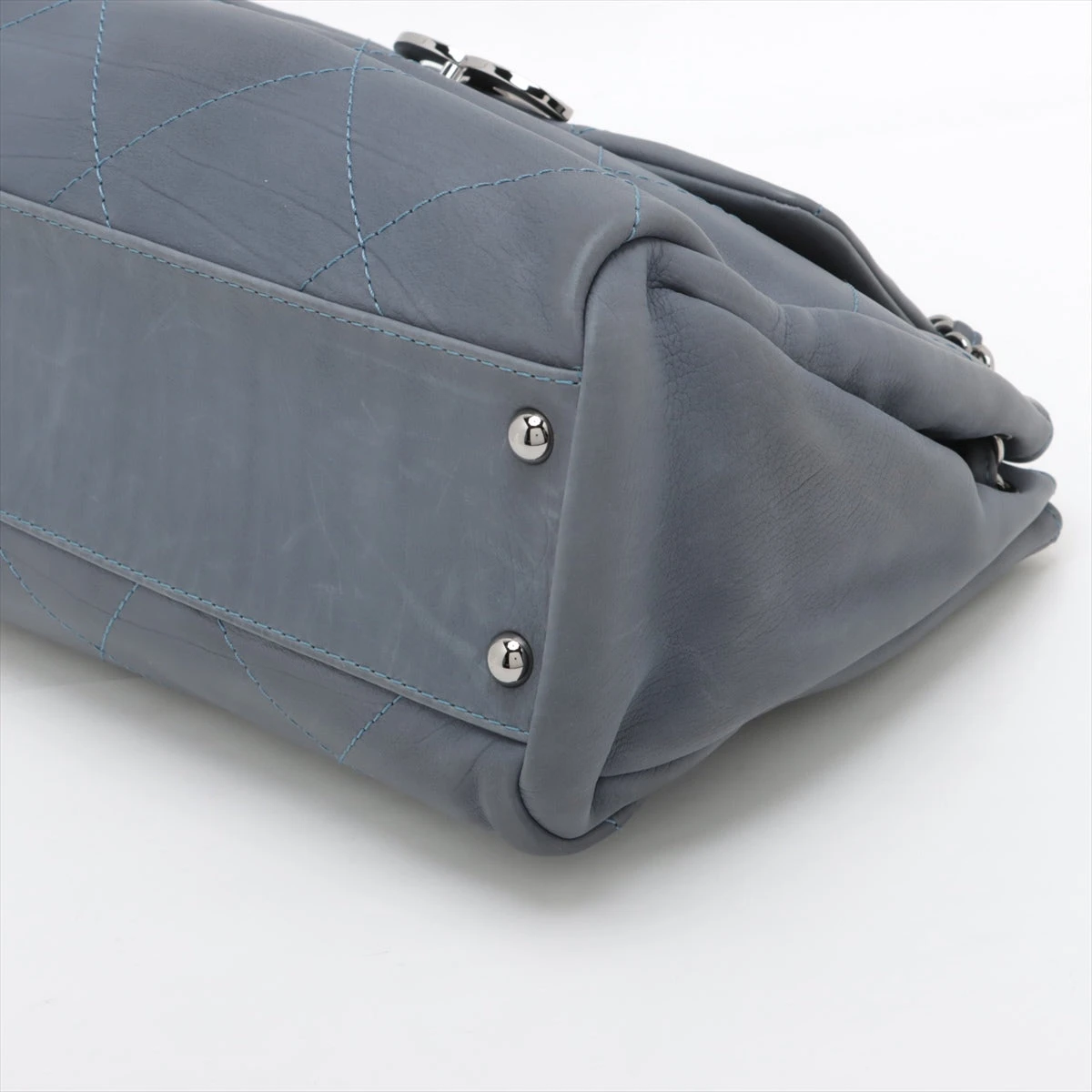 本物 CHANEL シャネル ワイルドステッチ ブルー ショルダーバッグ CHANEL シャネル ワイルドステッチチョコバーチェーンショルダー