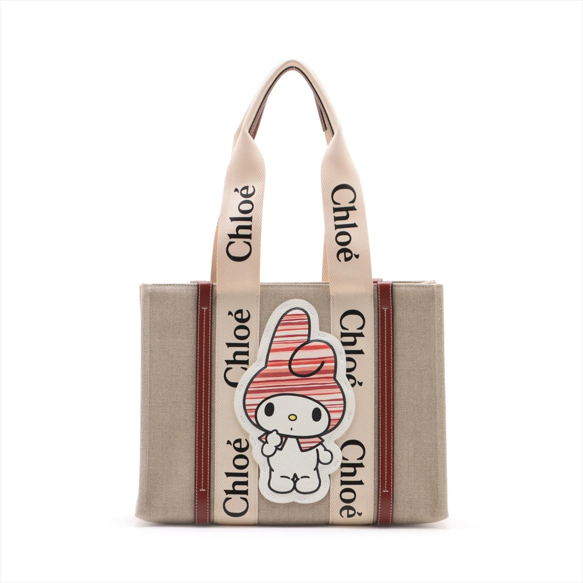 【極美品】Chloé ウッディ マイメロディ ミディアム キャンバス サンリオ クロエ ウッディ ミディアム キャンバス×レザー ハンドバッグ