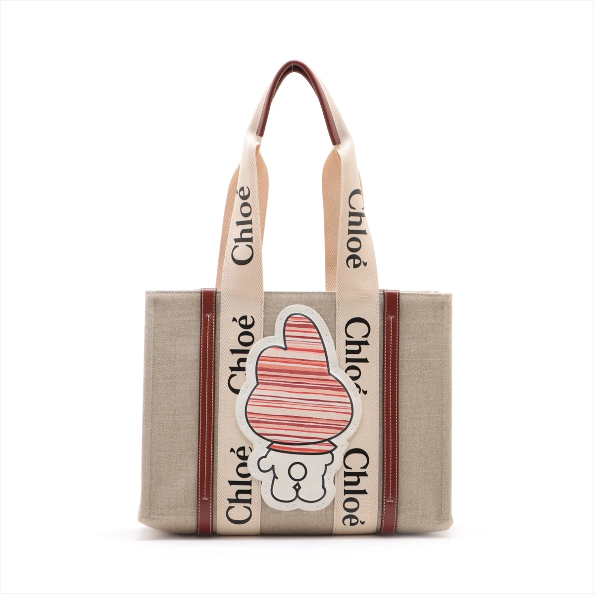 【極美品】Chloé ウッディ マイメロディ ミディアム キャンバス サンリオ クロエ ウッディ ミディアム キャンバス×レザー ハンドバッグ