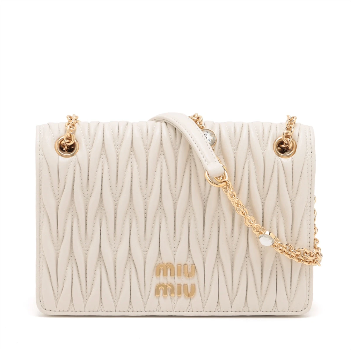 MIUMIU ナッパレザークリスタル ホワイト