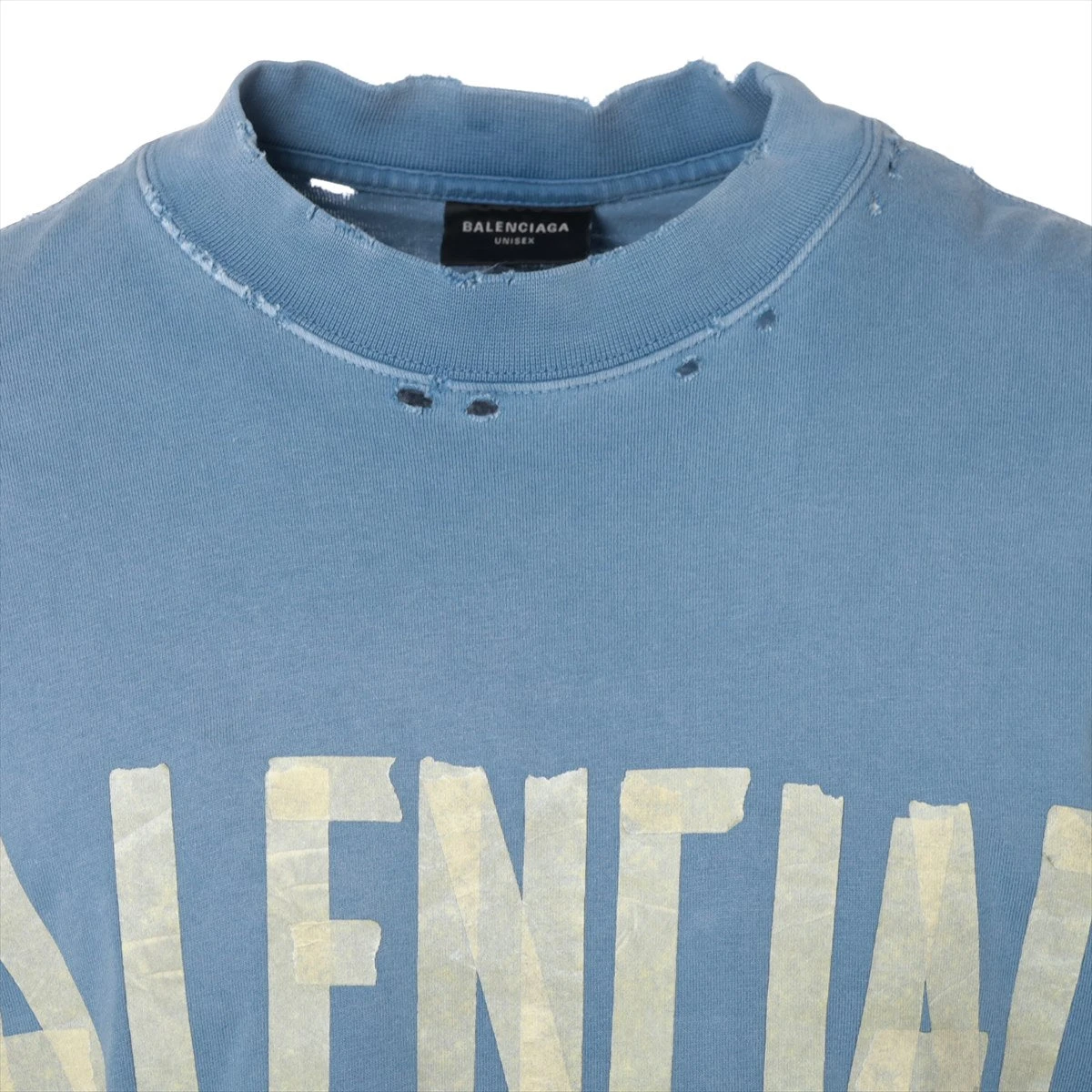 バレンシアガ 24SS コットン Tシャツ XS ブルー 739784 TAPE バレンシアガ 24SS コットン Tシャツ XS ブルー 739784 TAPE