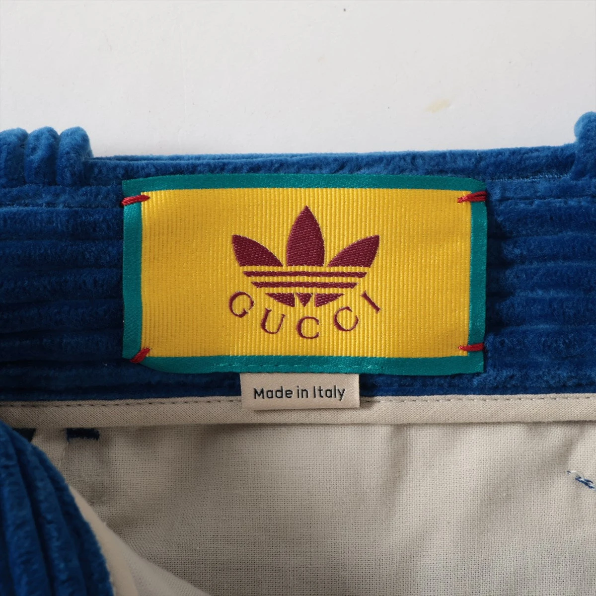 グッチ×アディダス ホースビット コットン パンツ 50 メンズ ブルー