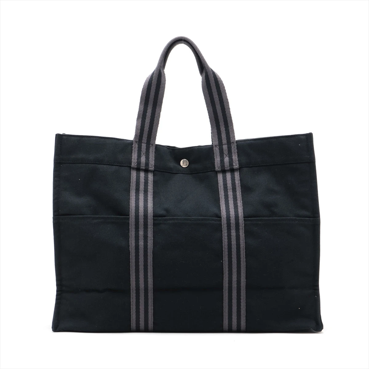 第一ネット エルメス シルバー金具 ブラック キャンバス フールトゥGM バッグ