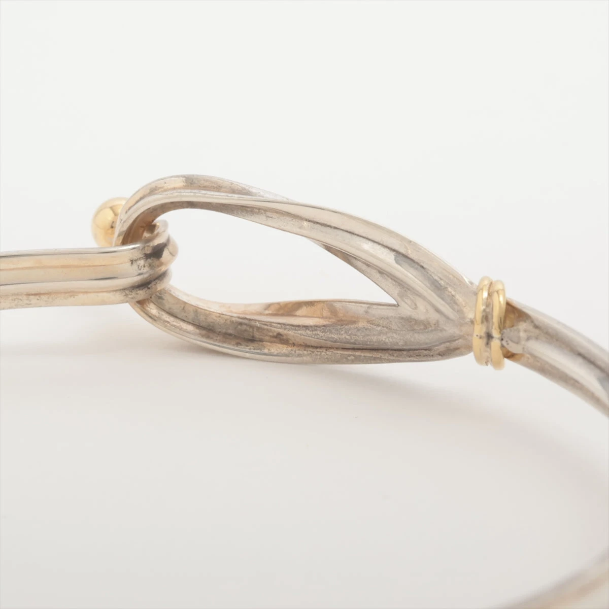 【美品】ティファニー ダブルフックアイ コンビ ブレスレット 925/750 Tiffany & Co. - ティファニー フック&アイ バングル 925 750